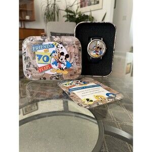 New Disney 70th Anniversary Mickey Mouse & Friends Watch Collectible Tin